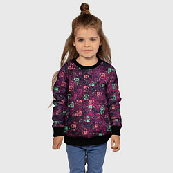 Свитшот детский Тёмный пурпурный текстурированный кубики, цвет: 3D-черный — фото 2