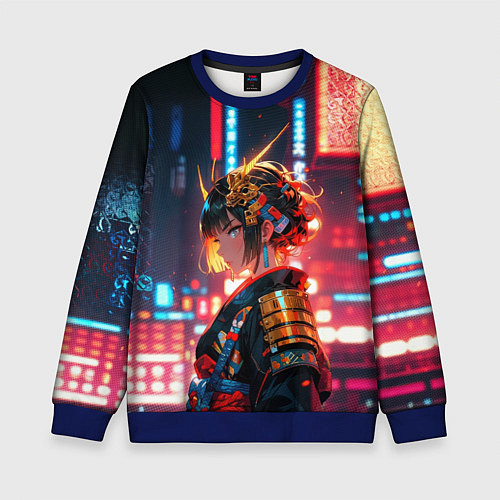Детский свитшот Девушка-самурай / 3D-Синий – фото 1