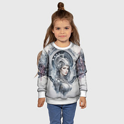 Свитшот детский Акварельная девушка-андроид, цвет: 3D-белый — фото 2