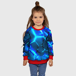 Свитшот детский Неоновые холодные голубые плиты в разломе, цвет: 3D-красный — фото 2