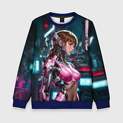 Свитшот детский Девушка-андроид в розовой броне, цвет: 3D-синий