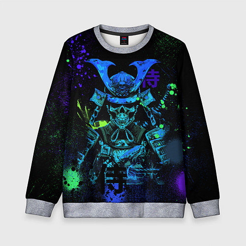 Детский свитшот Дух череп - самурай / 3D-Меланж – фото 1