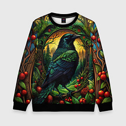 Детский свитшот Скандинавский ворон лесной узор