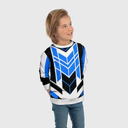 Свитшот детский Blue and black stripes on a white background, цвет: 3D-белый — фото 2
