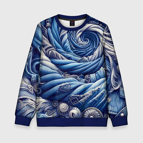 Детский свитшот Denim funnel - fashion trend / 3D-Синий – фото 1