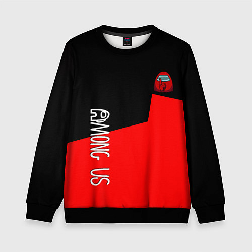 Детский свитшот Амонг ас геометрия красный / 3D-Черный – фото 1