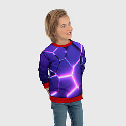 Свитшот детский Фиолетовые плиты с розовым свечением, цвет: 3D-красный — фото 2