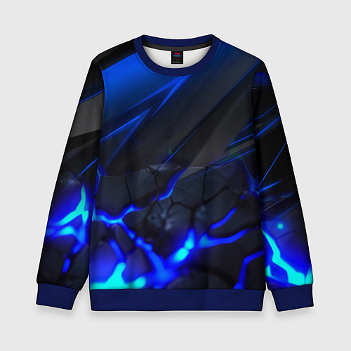 Детский свитшот Синяя абстракция с плитами / 3D-Синий – фото 1