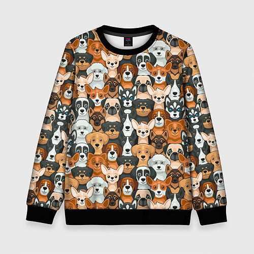 Детский свитшот Мультяшные собачки / 3D-Черный – фото 1