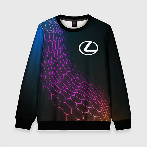 Детский свитшот Lexus neon hexagon / 3D-Черный – фото 1