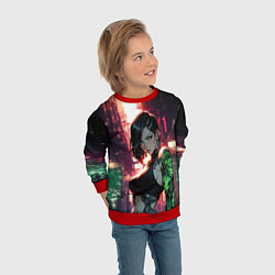 Свитшот детский Девушка с неоновой татуировкой, цвет: 3D-красный — фото 2