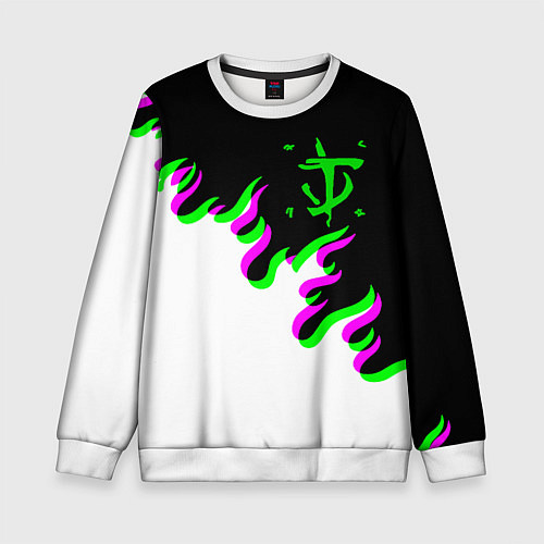 Детский свитшот Doom logo fire demon / 3D-Белый – фото 1