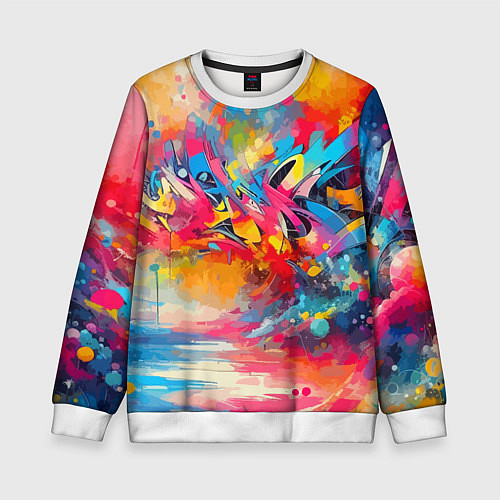 Детский свитшот Красочная абстракция - импрессионизм / 3D-Белый – фото 1