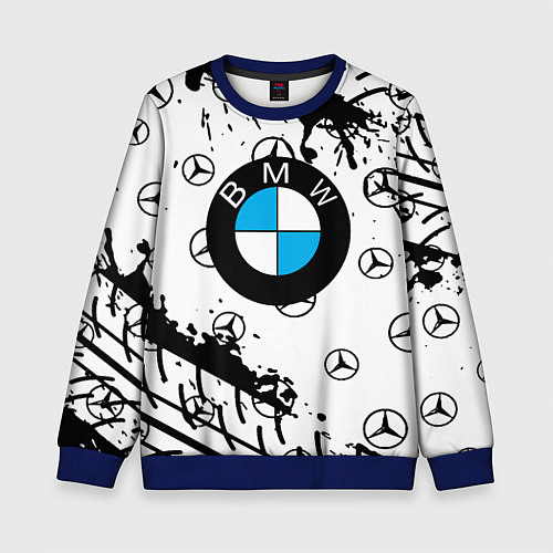 Детский свитшот BMW x Mercedes краски / 3D-Синий – фото 1
