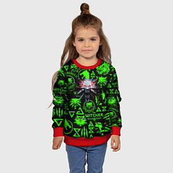 Свитшот детский Ведьмак кислотные логотипы волк, цвет: 3D-красный — фото 2