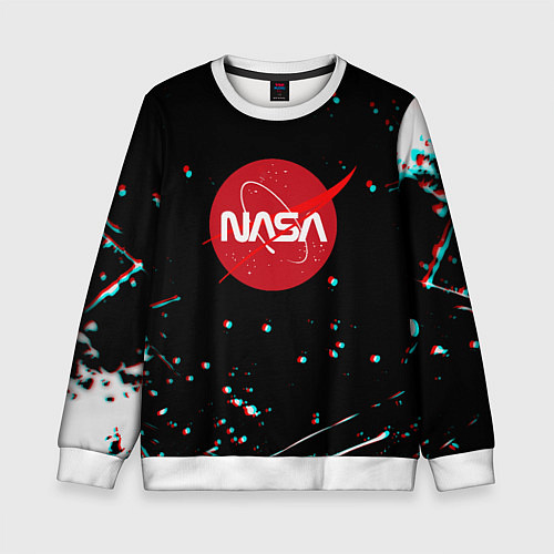 Детский свитшот NASA glitch splash / 3D-Белый – фото 1