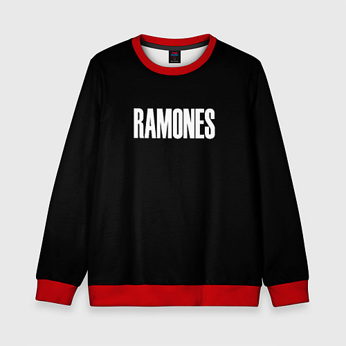 Детский свитшот Ramones white logo / 3D-Красный – фото 1