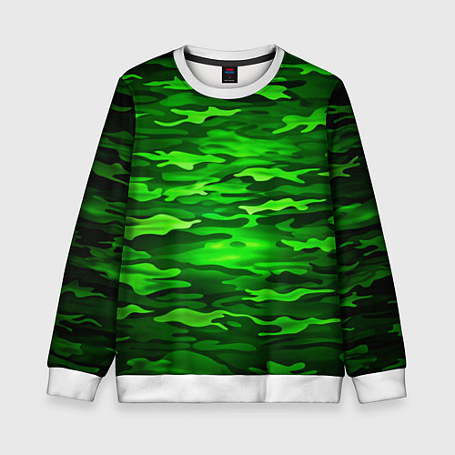 Детский свитшот Зелёные водоросли-камуфляж / 3D-Белый – фото 1