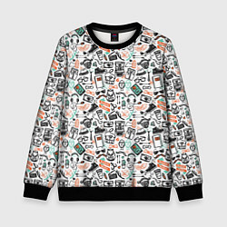 Свитшот детский Дудл хипстер, цвет: 3D-черный