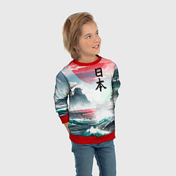 Свитшот детский Япония - страна восходящего солнца - акварель, цвет: 3D-красный — фото 2
