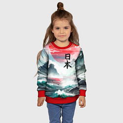 Свитшот детский Япония - страна восходящего солнца - акварель, цвет: 3D-красный — фото 2