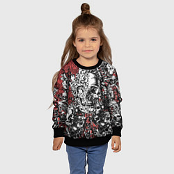 Свитшот детский Черепа и скелеты на красном, цвет: 3D-черный — фото 2