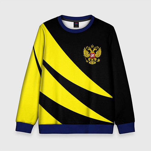 Детский свитшот Россия текстура жёлтый / 3D-Синий – фото 1