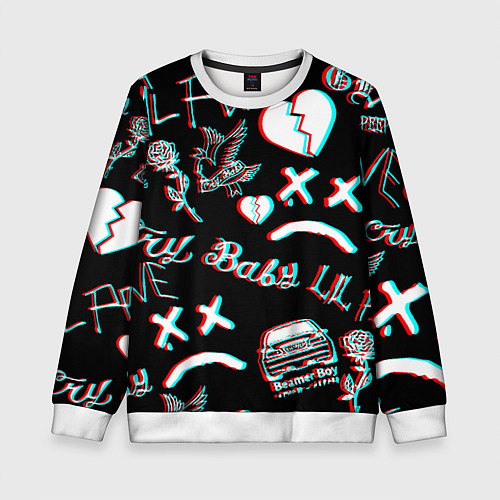 Детский свитшот Lil Peep logo glitch / 3D-Белый – фото 1