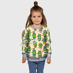Свитшот детский Мультяшные кактусы, цвет: 3D-меланж — фото 2