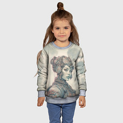 Свитшот детский Кибернетическая девушка воин, цвет: 3D-меланж — фото 2