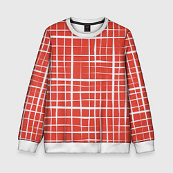 Свитшот детский Светлая клетка на красном, цвет: 3D-белый