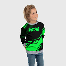 Свитшот детский Fortnite geometry green, цвет: 3D-меланж — фото 2