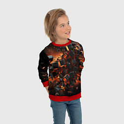 Свитшот детский Черные кубики во взрыве абстракции, цвет: 3D-красный — фото 2