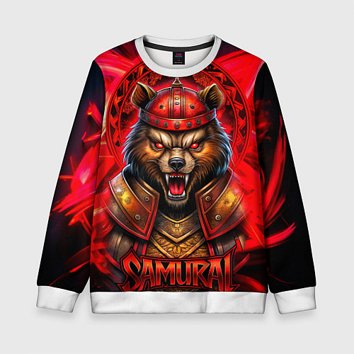 Детский свитшот Агрессивный медведь самурай / 3D-Белый – фото 1
