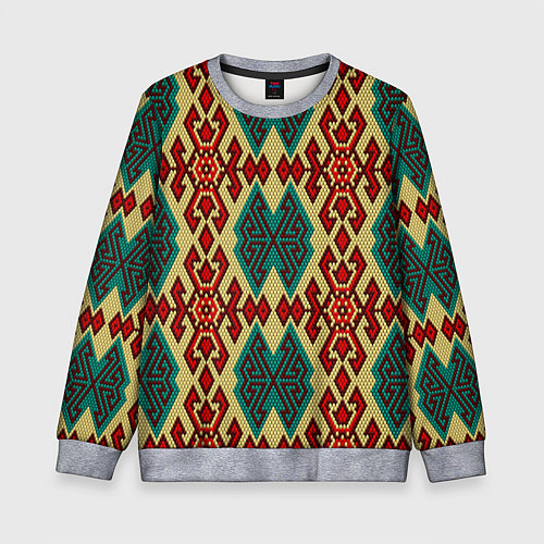 Детский свитшот Этнический паттерн с эффектом вышивки / 3D-Меланж – фото 1