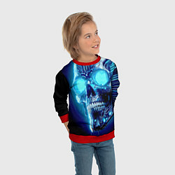 Свитшот детский Neon cyber skull - ai art, цвет: 3D-красный — фото 2