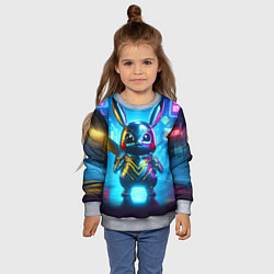 Свитшот детский Neon cyber Pikachu made of metal steel - ai art, цвет: 3D-меланж — фото 2