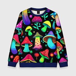 Свитшот детский Биолюминесцентные кислотные грибы, цвет: 3D-синий