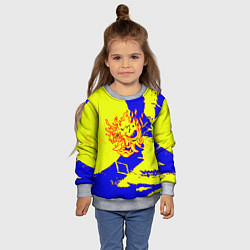 Свитшот детский Samurai logo yellow fire, цвет: 3D-меланж — фото 2