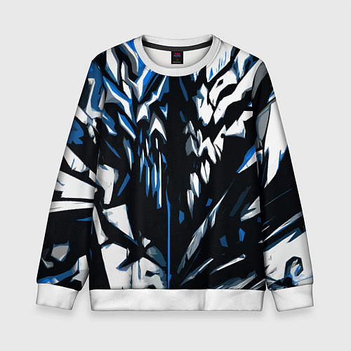 Детский свитшот White and blue abstraction on a black background / 3D-Белый – фото 1