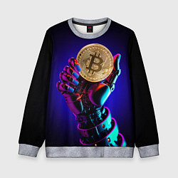 Детский свитшот Биткойн в руке киборга
