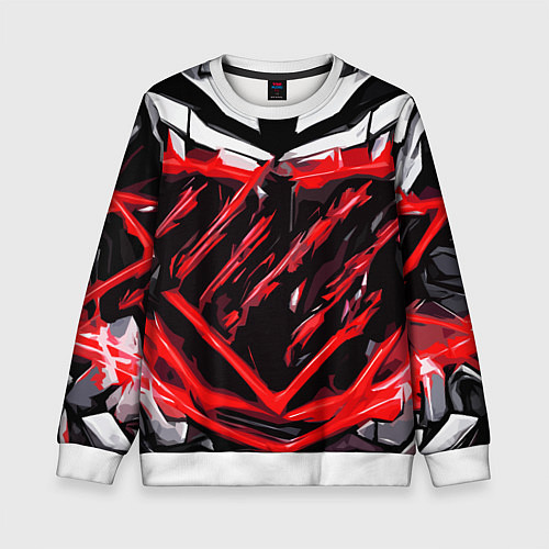 Детский свитшот Red and white abstraction on a black background / 3D-Белый – фото 1