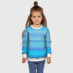Свитшот детский Синие и белые волны, цвет: 3D-белый — фото 2