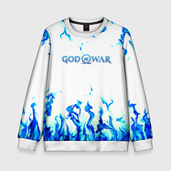 Свитшот детский God of War синий огонь, цвет: 3D-белый