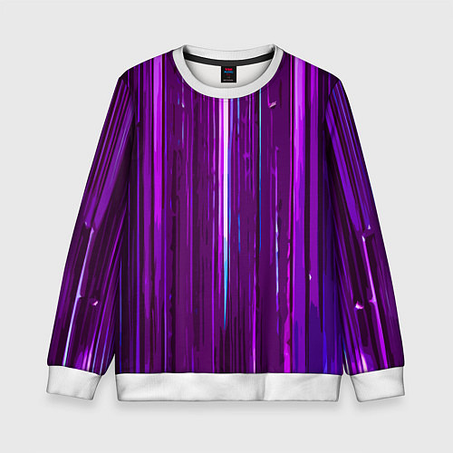 Детский свитшот Вертикальные фиолетовые линии на чёрном фоне / 3D-Белый – фото 1