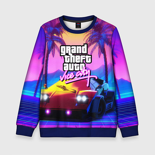 Детский свитшот Vice city retro wave Lambo / 3D-Синий – фото 1