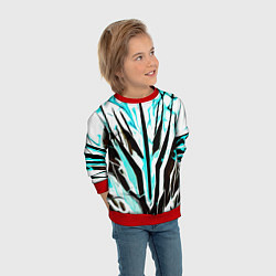 Свитшот детский Чёрно-голубая абстракция на белом фоне, цвет: 3D-красный — фото 2