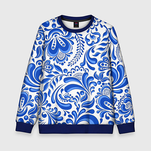 Детский свитшот Русская гжель / 3D-Синий – фото 1