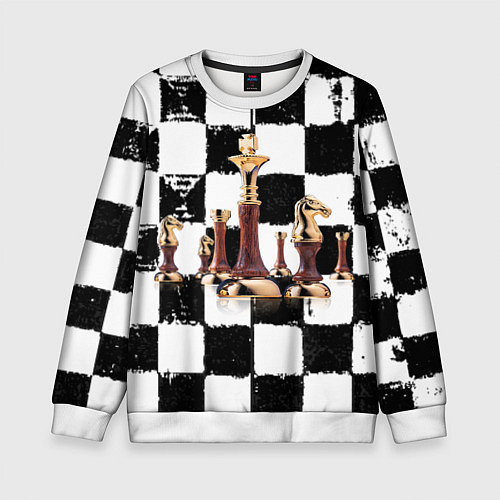 Детский свитшот Шахматные фигуры на доске / 3D-Белый – фото 1