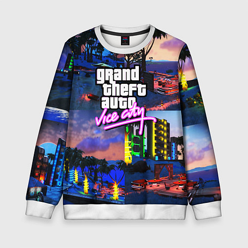 Детский свитшот GTA vice city коллаж / 3D-Белый – фото 1